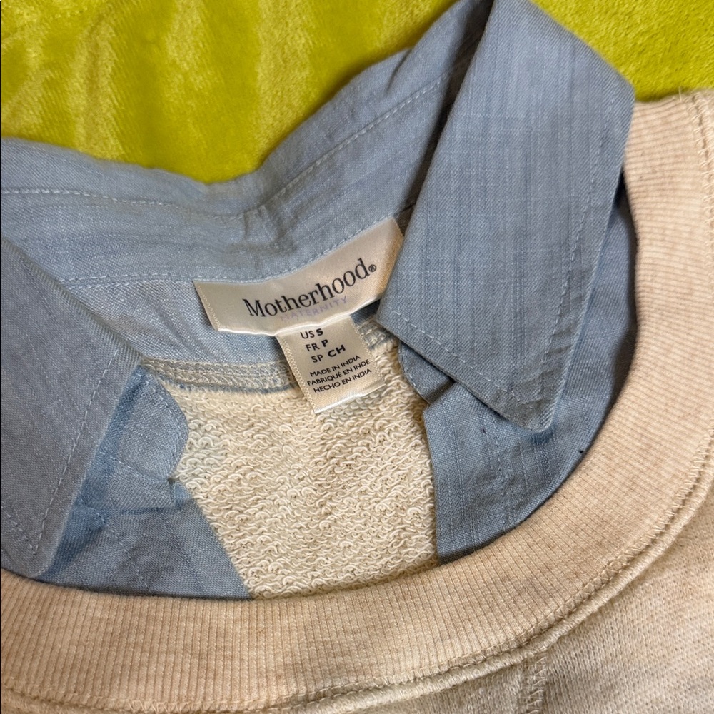 Motherhood Maternity Cream Sweater with Blue Collar 2 in 1 combo